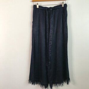 Tina Jo Satin Wide LEg Crop Blue Pant Womens Small